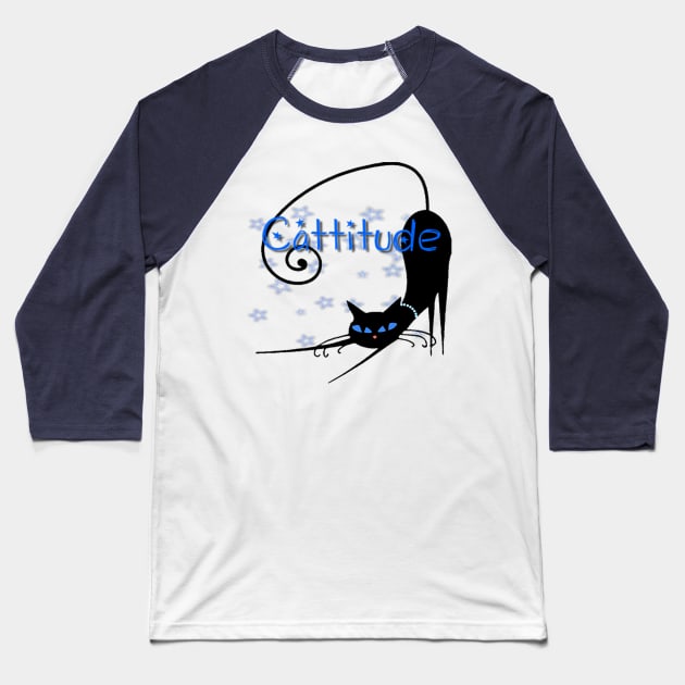 CATTITUDE! Baseball T-Shirt by D_AUGUST_ART_53